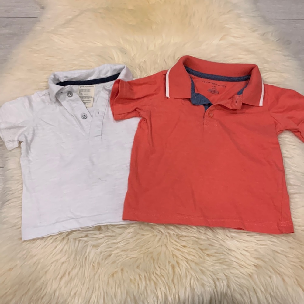 Tommy Hilfiger & First Impressions White/Pink 3 Button Polo Shirts size 12-18M